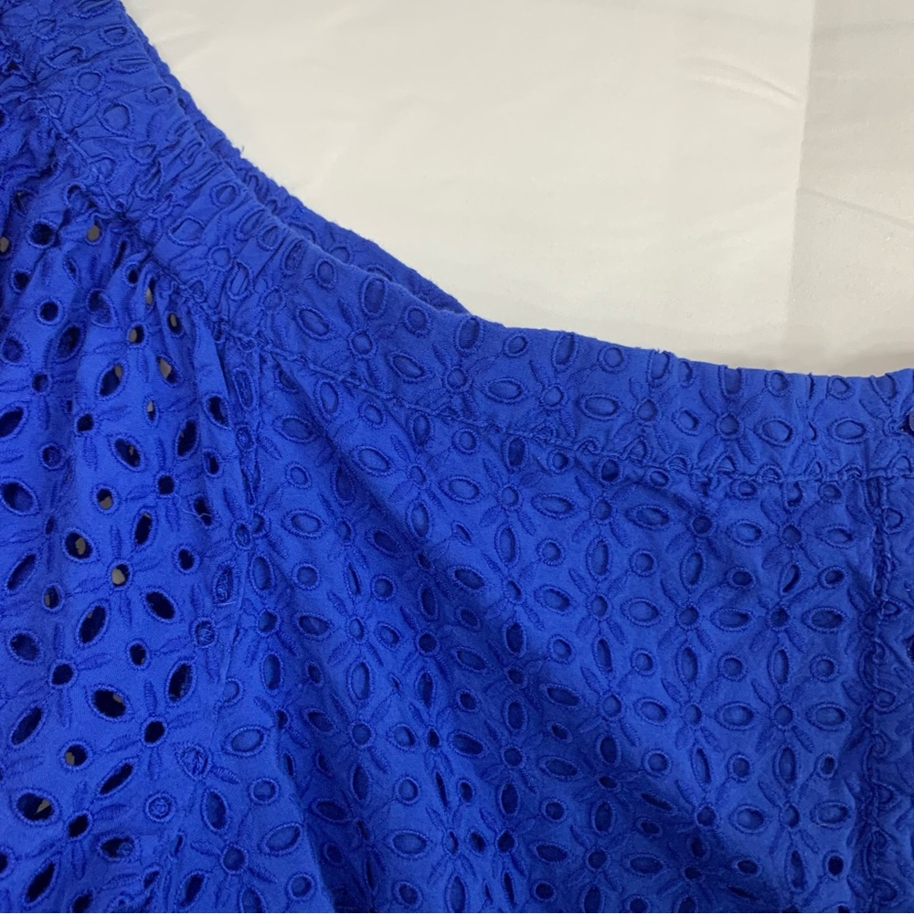 NWT Lauren Ralph Lauren Eyelet Cotton Button Blue Off The Shoulder Blouse, XL - Picture 8 of 13